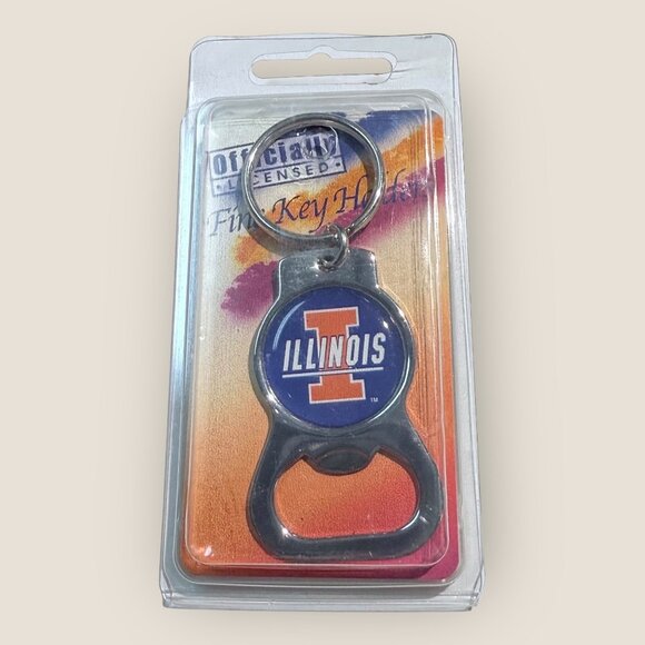 Illinois Fighting Illini Bottle Opener Keychain Keyring - Picture 1 of 1